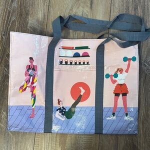 Blue Q Pink Fitness Tote Bag with Gray Straps